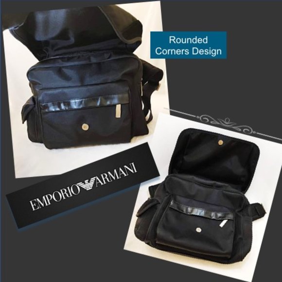 Emporio Armani Mens Messenger Bag Large Black Nylon Leather Shoulder Cro… - Picture 8 of 16